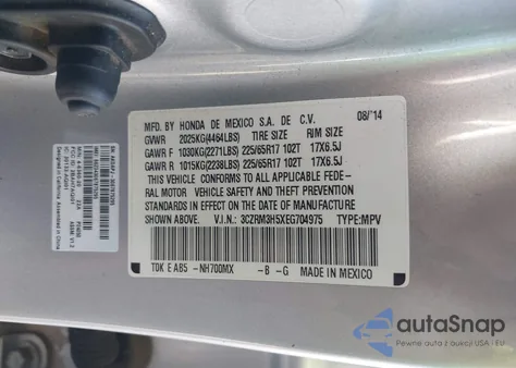 2014 Honda Cr-V Ex z USA, uszkodzony, nr VIN 3CZRM3H5XEG704975